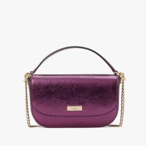NEW Kate Spade Krista Metallic Chain Flap Crossbody in Dark Raspberry​​